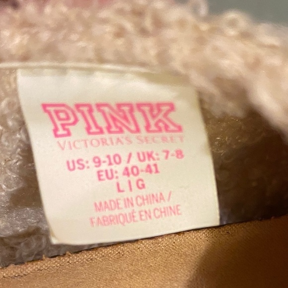 Pink Victoria’s Secret Sz 9/10 Cozy Plush Cork Clogs Slippers Slides Cream Color - Picture 6 of 8